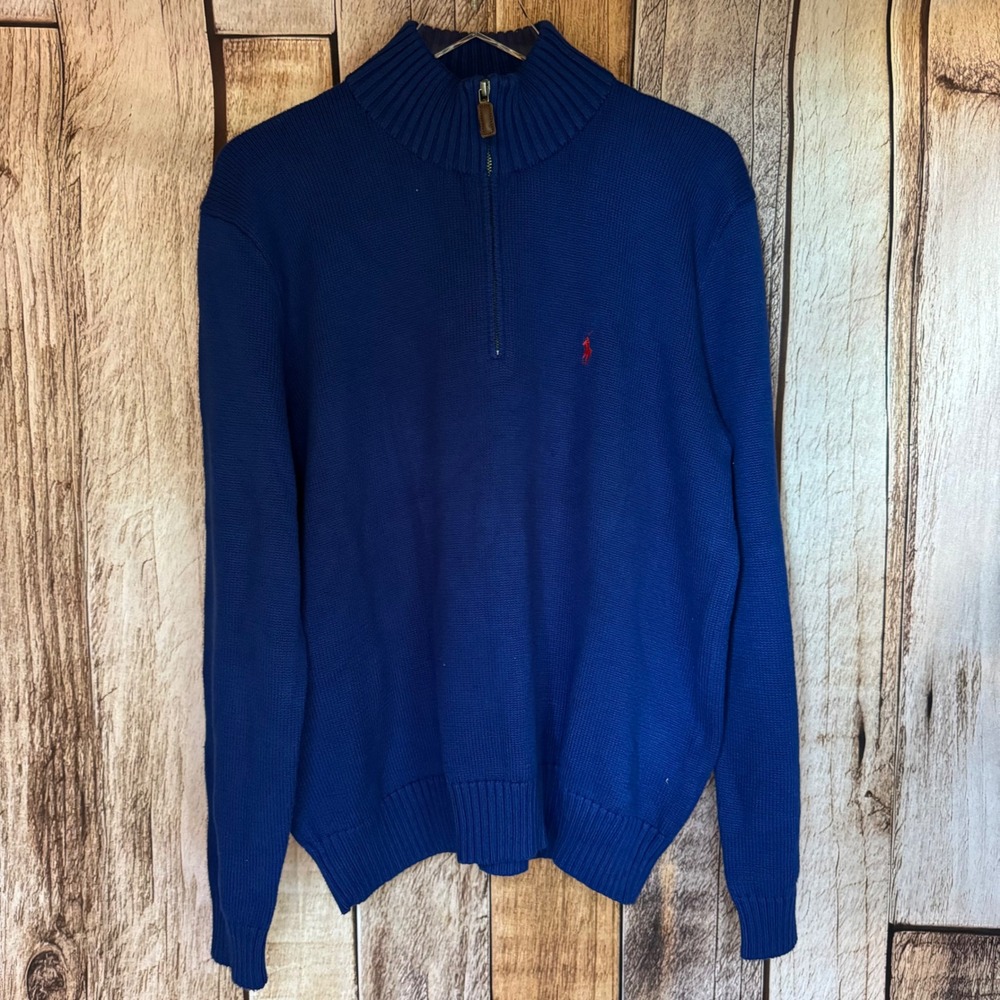 Polo Ralph Lauren Cotton Pullover Sweater Preppy Basic Classic Royal Blue Medium